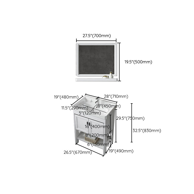 Bathroom Sink Vanity Drawers Doors Mirror Shelf Storage Vanity with Faucet Clearhalo 'Bathroom Remodel & Bathroom Fixtures' 'Bathroom Vanities' 'bathroom_vanities' 'Home Improvement' 'home_improvement' 'home_improvement_bathroom_vanities' 7038409