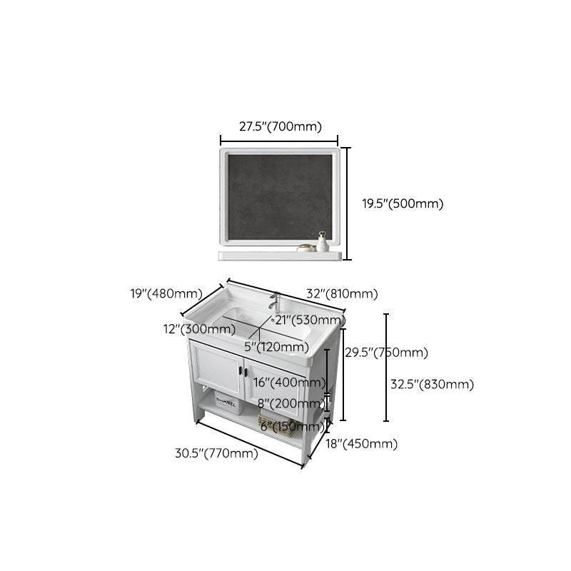 Bathroom Sink Vanity Drawers Doors Mirror Shelf Storage Vanity with Faucet Clearhalo 'Bathroom Remodel & Bathroom Fixtures' 'Bathroom Vanities' 'bathroom_vanities' 'Home Improvement' 'home_improvement' 'home_improvement_bathroom_vanities' 7038410