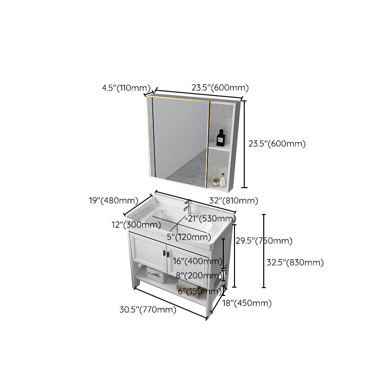 Bathroom Sink Vanity Drawers Doors Mirror Shelf Storage Vanity with Faucet Clearhalo 'Bathroom Remodel & Bathroom Fixtures' 'Bathroom Vanities' 'bathroom_vanities' 'Home Improvement' 'home_improvement' 'home_improvement_bathroom_vanities' 7038415