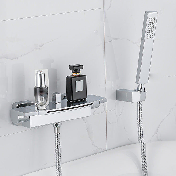 Two Handle Bathroom Faucet Wall Mounted Fixed Tub Faucet Trim Clearhalo 'Bathroom Remodel & Bathroom Fixtures' 'Bathtub Faucets' 'bathtub_faucets' 'Home Improvement' 'home_improvement' 'home_improvement_bathtub_faucets' 7038422