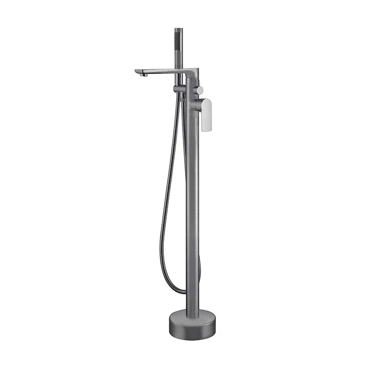 Floor Mounted Bronzel Freestanding Tub Filler Single Handle Freestanding Faucet with Hose Gun Grey Waterfall Faucet Not Included Clearhalo 'Bathroom Remodel & Bathroom Fixtures' 'Bathtub Faucets' 'bathtub_faucets' 'Home Improvement' 'home_improvement' 'home_improvement_bathtub_faucets' 7038434