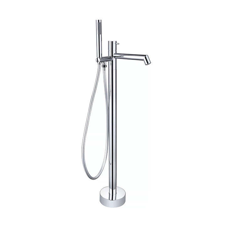 Floor Mounted Bronze Freestanding Tub Filler Single Handle Freestanding Tub Filler Trim Chrome Hand Shower Included Ground Clearhalo 'Bathroom Remodel & Bathroom Fixtures' 'Bathtub Faucets' 'bathtub_faucets' 'Home Improvement' 'home_improvement' 'home_improvement_bathtub_faucets' 7038453