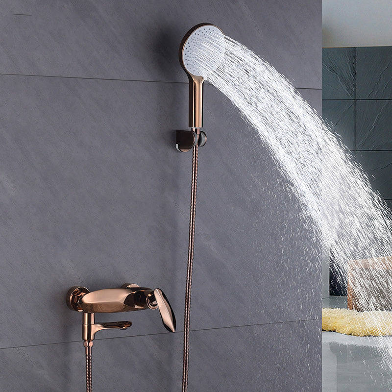 Wall Mounted Modern Round Metal Shower Brass Shower Head Shower Faucet Clearhalo 'Bathroom Remodel & Bathroom Fixtures' 'Bathtub Faucets' 'bathtub_faucets' 'Home Improvement' 'home_improvement' 'home_improvement_bathtub_faucets' 7038464