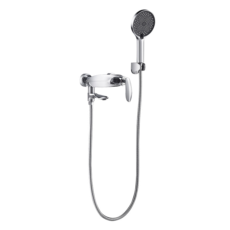 Wall Mounted Modern Round Metal Shower Brass Shower Head Shower Faucet Silver Clearhalo 'Bathroom Remodel & Bathroom Fixtures' 'Bathtub Faucets' 'bathtub_faucets' 'Home Improvement' 'home_improvement' 'home_improvement_bathtub_faucets' 7038465