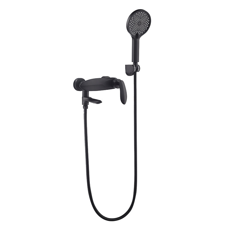 Wall Mounted Modern Round Metal Shower Brass Shower Head Shower Faucet Black Clearhalo 'Bathroom Remodel & Bathroom Fixtures' 'Bathtub Faucets' 'bathtub_faucets' 'Home Improvement' 'home_improvement' 'home_improvement_bathtub_faucets' 7038466