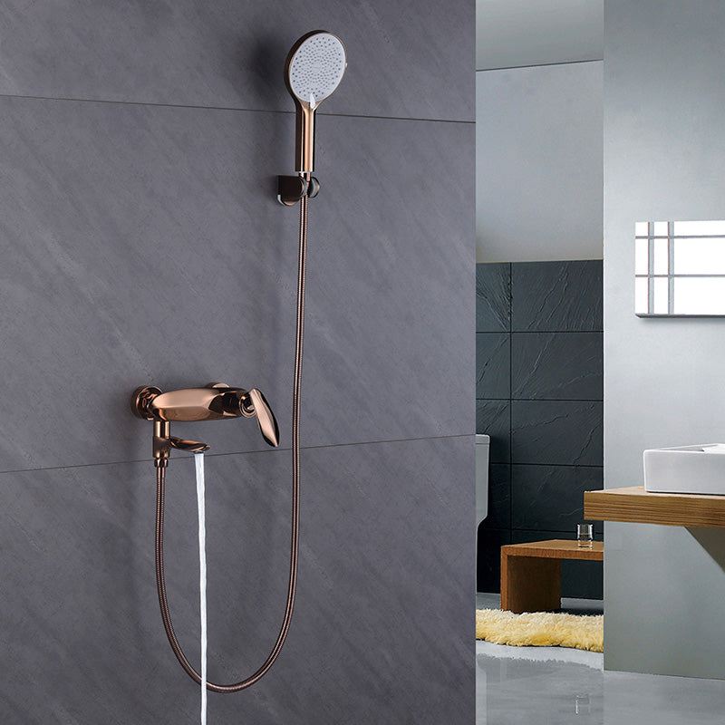 Wall Mounted Modern Round Metal Shower Brass Shower Head Shower Faucet Clearhalo 'Bathroom Remodel & Bathroom Fixtures' 'Bathtub Faucets' 'bathtub_faucets' 'Home Improvement' 'home_improvement' 'home_improvement_bathtub_faucets' 7038467