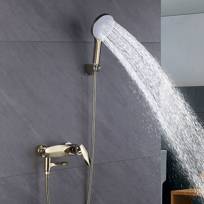 Wall Mounted Modern Round Metal Shower Brass Shower Head Shower Faucet Gold Clearhalo 'Bathroom Remodel & Bathroom Fixtures' 'Bathtub Faucets' 'bathtub_faucets' 'Home Improvement' 'home_improvement' 'home_improvement_bathtub_faucets' 7038468