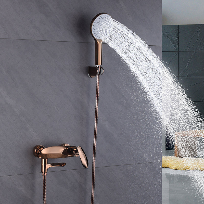 Wall Mounted Modern Round Metal Shower Brass Shower Head Shower Faucet Rose Gold Clearhalo 'Bathroom Remodel & Bathroom Fixtures' 'Bathtub Faucets' 'bathtub_faucets' 'Home Improvement' 'home_improvement' 'home_improvement_bathtub_faucets' 7038470