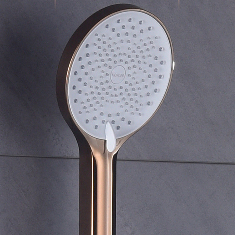 Wall Mounted Modern Round Metal Shower Brass Shower Head Shower Faucet Clearhalo 'Bathroom Remodel & Bathroom Fixtures' 'Bathtub Faucets' 'bathtub_faucets' 'Home Improvement' 'home_improvement' 'home_improvement_bathtub_faucets' 7038471