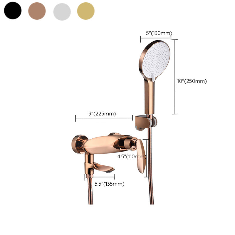 Wall Mounted Modern Round Metal Shower Brass Shower Head Shower Faucet Clearhalo 'Bathroom Remodel & Bathroom Fixtures' 'Bathtub Faucets' 'bathtub_faucets' 'Home Improvement' 'home_improvement' 'home_improvement_bathtub_faucets' 7038473