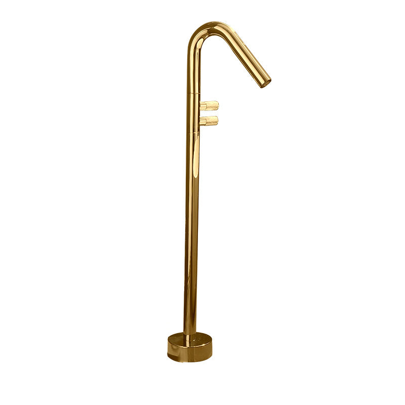 Floor Mounted Bronze Freestanding Tub Filler Freestanding High Arc Tub Filler Trim Gold Hand Shower Not Included Ground Clearhalo 'Bathroom Remodel & Bathroom Fixtures' 'Bathtub Faucets' 'bathtub_faucets' 'Home Improvement' 'home_improvement' 'home_improvement_bathtub_faucets' 7038521