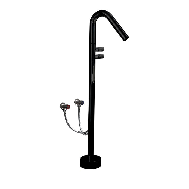 Floor Mounted Bronze Freestanding Tub Filler Freestanding High Arc Tub Filler Trim Black Hand Shower Not Included Wall Clearhalo 'Bathroom Remodel & Bathroom Fixtures' 'Bathtub Faucets' 'bathtub_faucets' 'Home Improvement' 'home_improvement' 'home_improvement_bathtub_faucets' 7038524