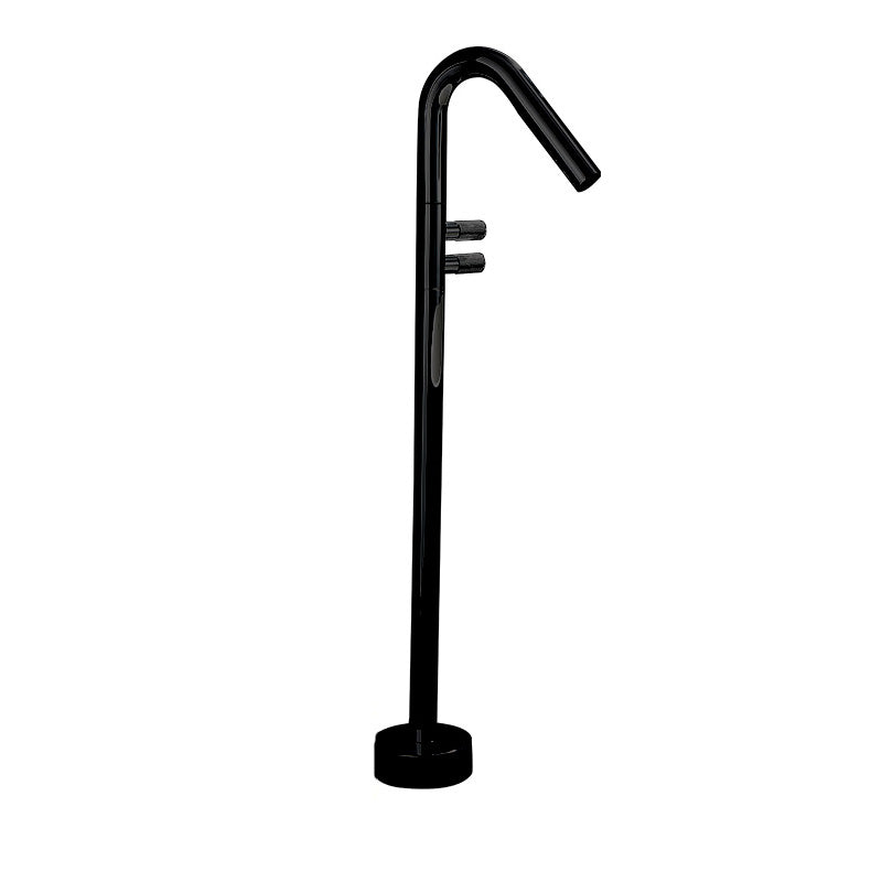 Floor Mounted Bronze Freestanding Tub Filler Freestanding High Arc Tub Filler Trim Black Hand Shower Not Included Ground Clearhalo 'Bathroom Remodel & Bathroom Fixtures' 'Bathtub Faucets' 'bathtub_faucets' 'Home Improvement' 'home_improvement' 'home_improvement_bathtub_faucets' 7038532