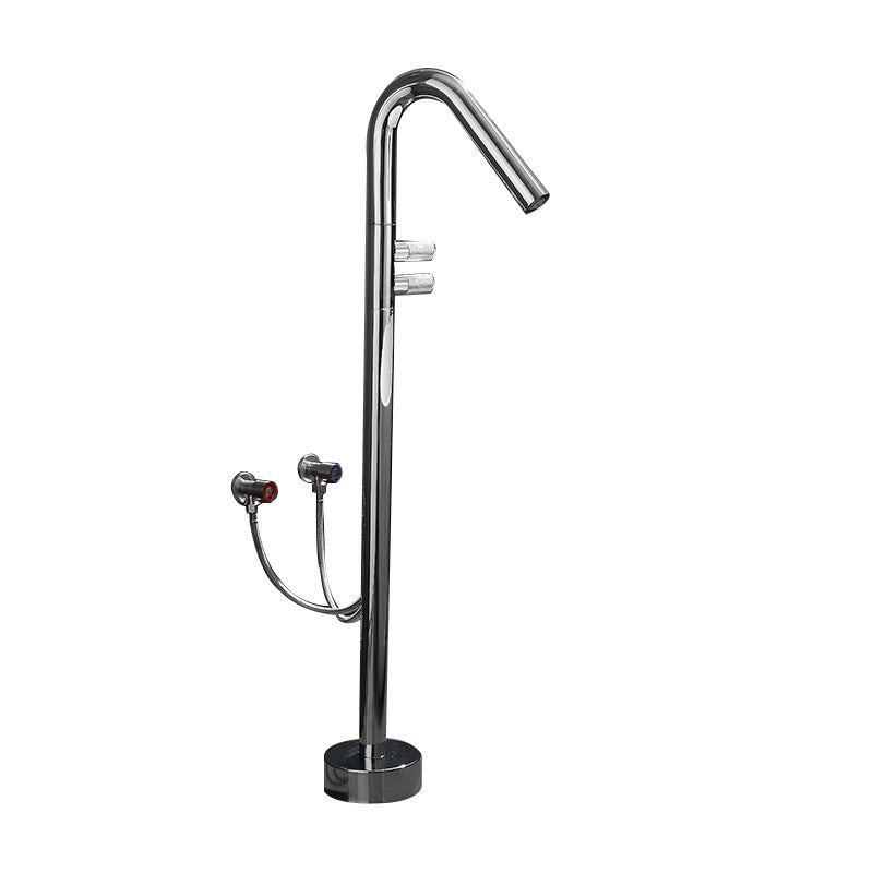 Floor Mounted Bronze Freestanding Tub Filler Freestanding High Arc Tub Filler Trim Nickel Hand Shower Not Included Wall Clearhalo 'Bathroom Remodel & Bathroom Fixtures' 'Bathtub Faucets' 'bathtub_faucets' 'Home Improvement' 'home_improvement' 'home_improvement_bathtub_faucets' 7038534