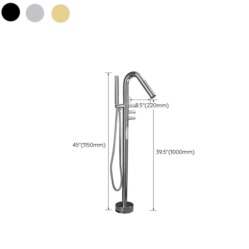 Floor Mounted Bronze Freestanding Tub Filler Freestanding High Arc Tub Filler Trim Clearhalo 'Bathroom Remodel & Bathroom Fixtures' 'Bathtub Faucets' 'bathtub_faucets' 'Home Improvement' 'home_improvement' 'home_improvement_bathtub_faucets' 7038535