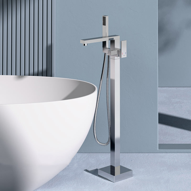Modern High Arc Bathtub Faucet Metal Single Handle Tub Faucet Trim Chrome Clearhalo 'Bathroom Remodel & Bathroom Fixtures' 'Bathtub Faucets' 'bathtub_faucets' 'Home Improvement' 'home_improvement' 'home_improvement_bathtub_faucets' 7038537