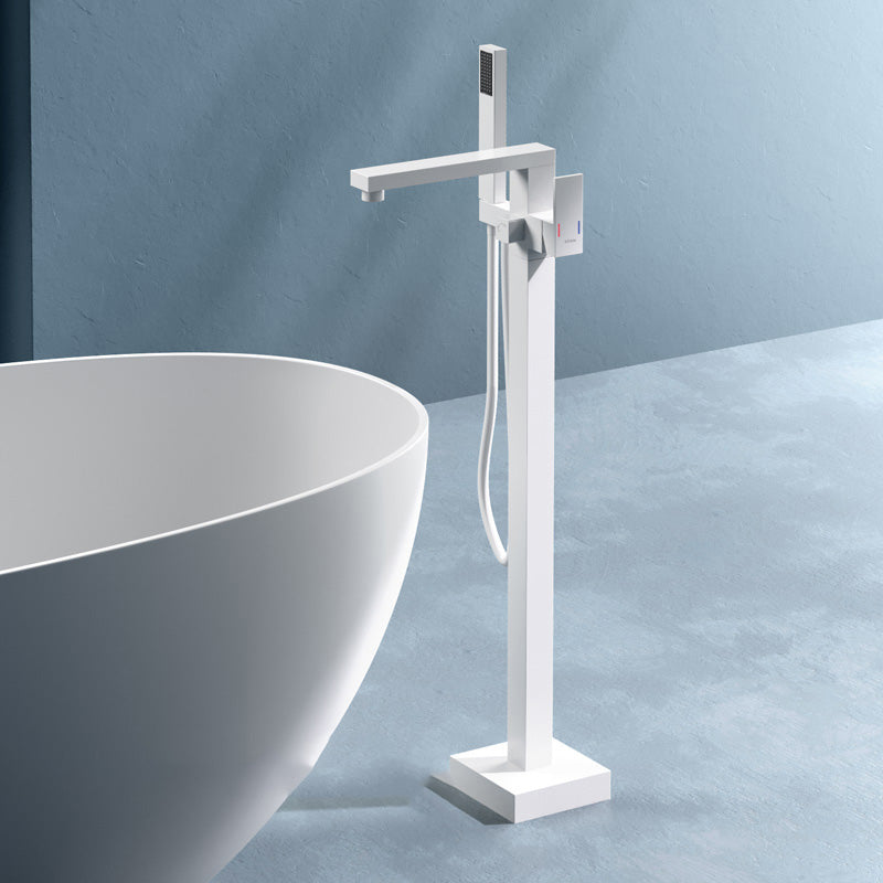 Modern High Arc Bathtub Faucet Metal Single Handle Tub Faucet Trim White Clearhalo 'Bathroom Remodel & Bathroom Fixtures' 'Bathtub Faucets' 'bathtub_faucets' 'Home Improvement' 'home_improvement' 'home_improvement_bathtub_faucets' 7038540