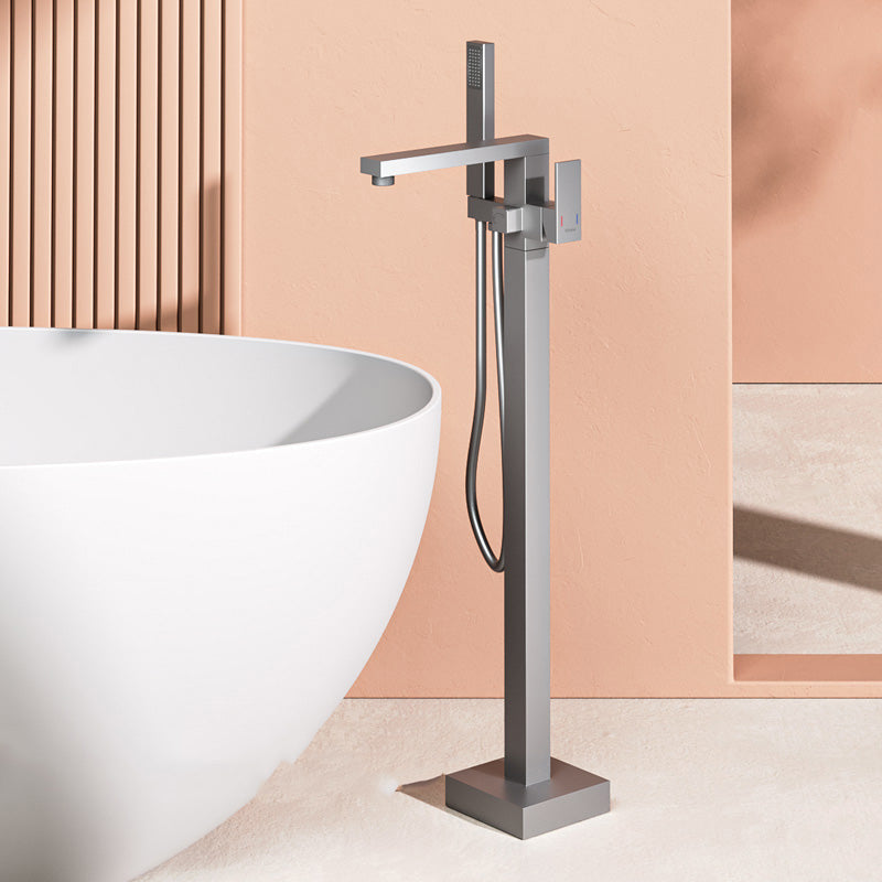 Modern High Arc Bathtub Faucet Metal Single Handle Tub Faucet Trim Grey Clearhalo 'Bathroom Remodel & Bathroom Fixtures' 'Bathtub Faucets' 'bathtub_faucets' 'Home Improvement' 'home_improvement' 'home_improvement_bathtub_faucets' 7038542
