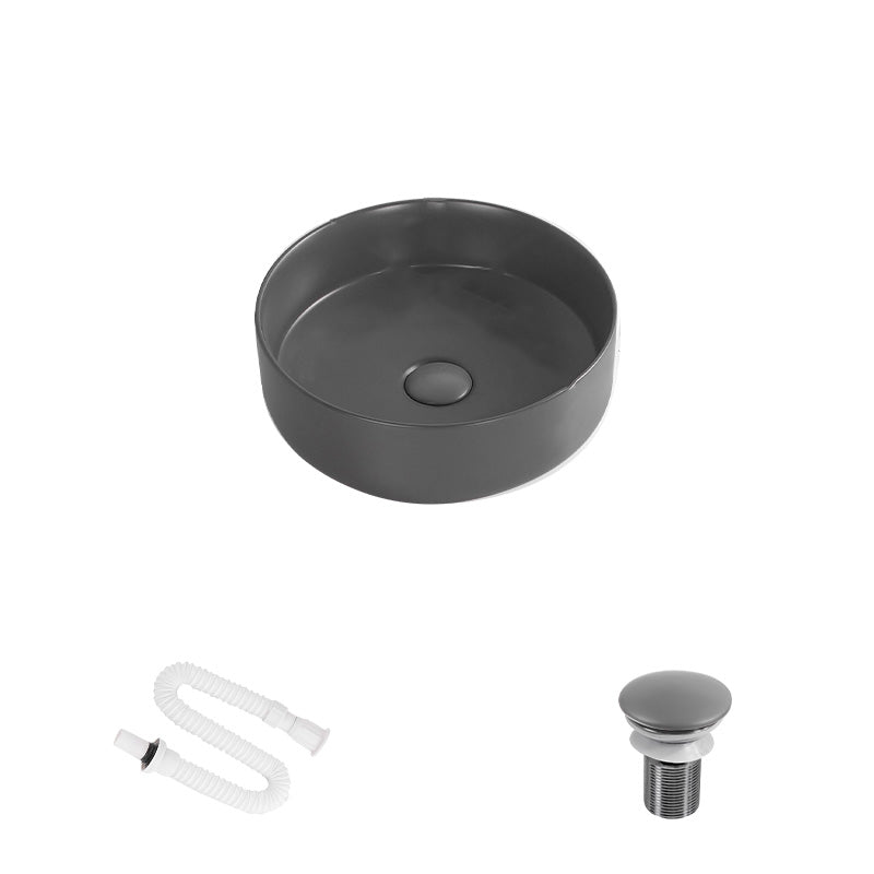 Modern Round Wash Stand Ceramic Table Installation Bathroom Sink 12"L x 12"W x 4"H Grey Sink Clearhalo 'Bathroom Remodel & Bathroom Fixtures' 'Bathroom Sinks & Faucet Components' 'Bathroom Sinks' 'bathroom_sink' 'Home Improvement' 'home_improvement' 'home_improvement_bathroom_sink' 7038549