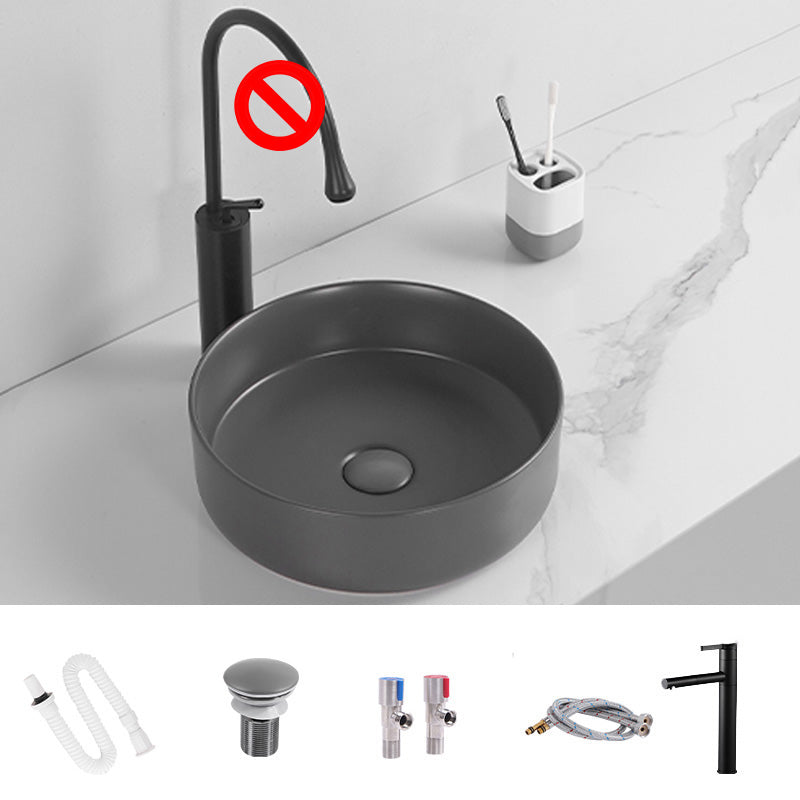Modern Round Wash Stand Ceramic Table Installation Bathroom Sink 12"L x 12"W x 4"H Grey Sink with Faucet Clearhalo 'Bathroom Remodel & Bathroom Fixtures' 'Bathroom Sinks & Faucet Components' 'Bathroom Sinks' 'bathroom_sink' 'Home Improvement' 'home_improvement' 'home_improvement_bathroom_sink' 7038563
