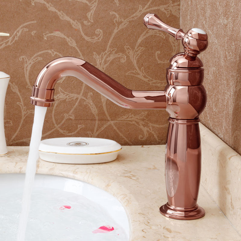 Deck Mounted Copper Roman Tub Faucet Low Arc Rotatable Roman Tub Faucet Set Rose Gold Clearhalo 'Bathroom Remodel & Bathroom Fixtures' 'Bathtub Faucets' 'bathtub_faucets' 'Home Improvement' 'home_improvement' 'home_improvement_bathtub_faucets' 7038575