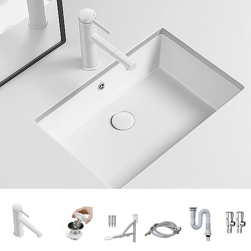 Modern Undermount Vanity Sink Porcelain with Faucet and Overflow Basin Sink 21"L x 14"W x 6"H Sink with Faucet Clearhalo 'Bathroom Remodel & Bathroom Fixtures' 'Bathroom Sinks & Faucet Components' 'Bathroom Sinks' 'bathroom_sink' 'Home Improvement' 'home_improvement' 'home_improvement_bathroom_sink' 7038668