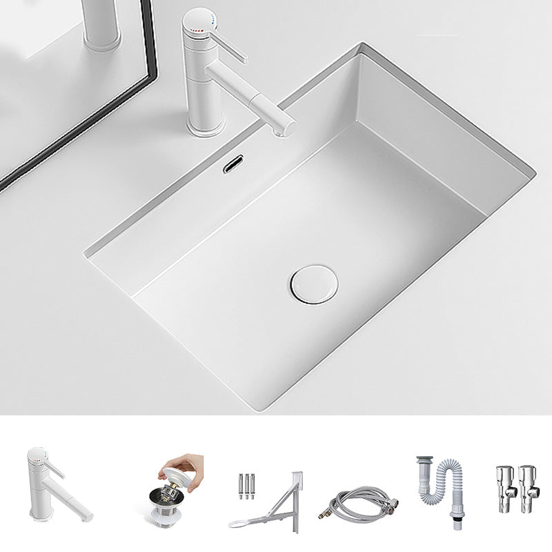 Modern Undermount Vanity Sink Porcelain with Faucet and Overflow Basin Sink 22"L x 15"W x 7"H Sink with Faucet Clearhalo 'Bathroom Remodel & Bathroom Fixtures' 'Bathroom Sinks & Faucet Components' 'Bathroom Sinks' 'bathroom_sink' 'Home Improvement' 'home_improvement' 'home_improvement_bathroom_sink' 7038675