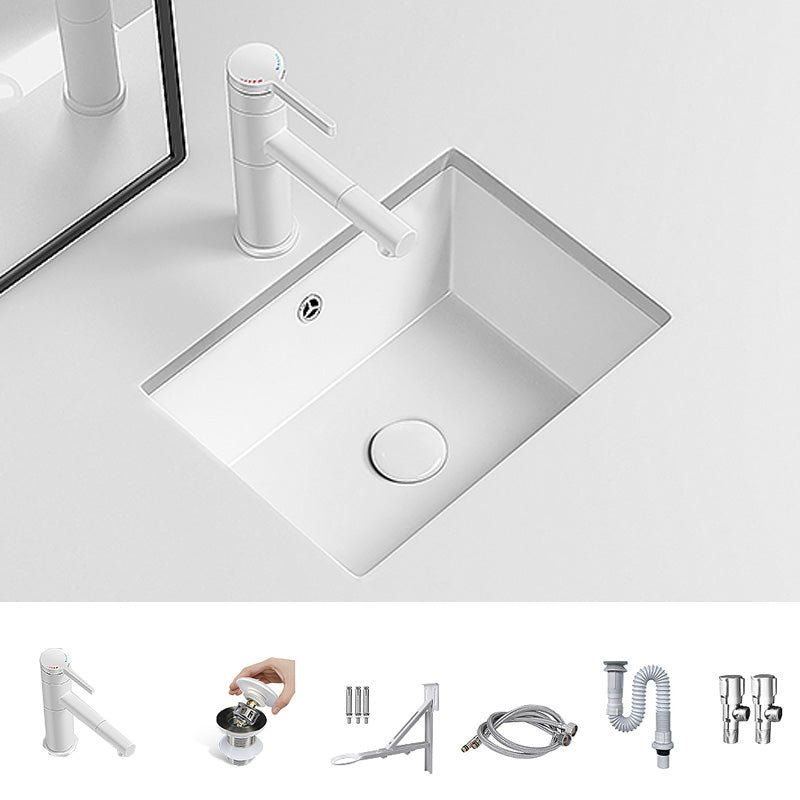 Modern Undermount Vanity Sink Porcelain with Faucet and Overflow Basin Sink 17"L x 13"W x 6"H Sink with Faucet Clearhalo 'Bathroom Remodel & Bathroom Fixtures' 'Bathroom Sinks & Faucet Components' 'Bathroom Sinks' 'bathroom_sink' 'Home Improvement' 'home_improvement' 'home_improvement_bathroom_sink' 7038685