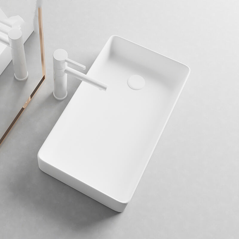 White Bathroom Sink Rectangular Porcelain Faucet Bathroom Sink with Overflow 24"L x 13"W x 4"H Sink with Faucet Clearhalo 'Bathroom Remodel & Bathroom Fixtures' 'Bathroom Sinks & Faucet Components' 'Bathroom Sinks' 'bathroom_sink' 'Home Improvement' 'home_improvement' 'home_improvement_bathroom_sink' 7038704