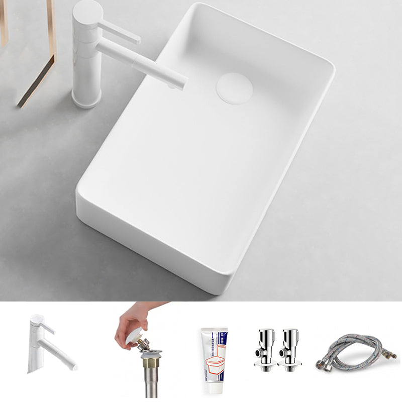 White Bathroom Sink Rectangular Porcelain Faucet Bathroom Sink with Overflow Sink with Faucet Clearhalo 'Bathroom Remodel & Bathroom Fixtures' 'Bathroom Sinks & Faucet Components' 'Bathroom Sinks' 'bathroom_sink' 'Home Improvement' 'home_improvement' 'home_improvement_bathroom_sink' 7038705