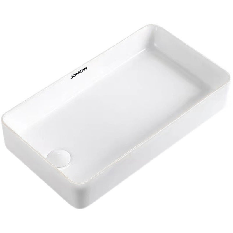 White Bathroom Sink Rectangular Porcelain Faucet Bathroom Sink with Overflow Clearhalo 'Bathroom Remodel & Bathroom Fixtures' 'Bathroom Sinks & Faucet Components' 'Bathroom Sinks' 'bathroom_sink' 'Home Improvement' 'home_improvement' 'home_improvement_bathroom_sink' 7038710