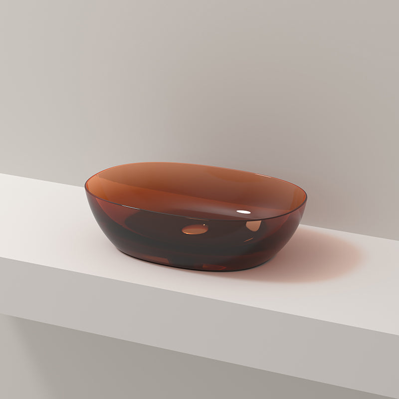 Modern Vessel Bathroom Sink No Craftsmanship Resin Wash Stand 22"L x 15"W x 6"H Brown Clearhalo 'Bathroom Remodel & Bathroom Fixtures' 'Bathroom Sinks & Faucet Components' 'Bathroom Sinks' 'bathroom_sink' 'Home Improvement' 'home_improvement' 'home_improvement_bathroom_sink' 7039725