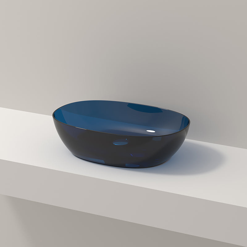 Modern Vessel Bathroom Sink No Craftsmanship Resin Wash Stand 22"L x 15"W x 6"H Blue Clearhalo 'Bathroom Remodel & Bathroom Fixtures' 'Bathroom Sinks & Faucet Components' 'Bathroom Sinks' 'bathroom_sink' 'Home Improvement' 'home_improvement' 'home_improvement_bathroom_sink' 7039727
