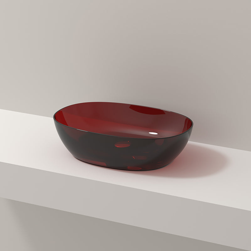 Modern Vessel Bathroom Sink No Craftsmanship Resin Wash Stand 22"L x 15"W x 6"H Red Clearhalo 'Bathroom Remodel & Bathroom Fixtures' 'Bathroom Sinks & Faucet Components' 'Bathroom Sinks' 'bathroom_sink' 'Home Improvement' 'home_improvement' 'home_improvement_bathroom_sink' 7039730