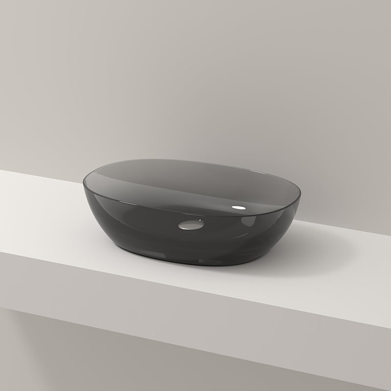 Modern Vessel Bathroom Sink No Craftsmanship Resin Wash Stand 22"L x 15"W x 6"H Black Clearhalo 'Bathroom Remodel & Bathroom Fixtures' 'Bathroom Sinks & Faucet Components' 'Bathroom Sinks' 'bathroom_sink' 'Home Improvement' 'home_improvement' 'home_improvement_bathroom_sink' 7039732