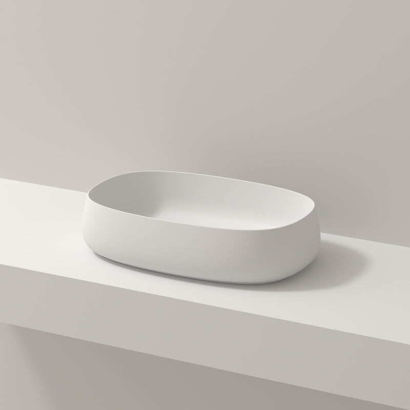 Modern Vessel Bathroom Sink No Craftsmanship Resin Wash Stand 21.7"L x 13.8"W x 5.5"H White Clearhalo 'Bathroom Remodel & Bathroom Fixtures' 'Bathroom Sinks & Faucet Components' 'Bathroom Sinks' 'bathroom_sink' 'Home Improvement' 'home_improvement' 'home_improvement_bathroom_sink' 7039733