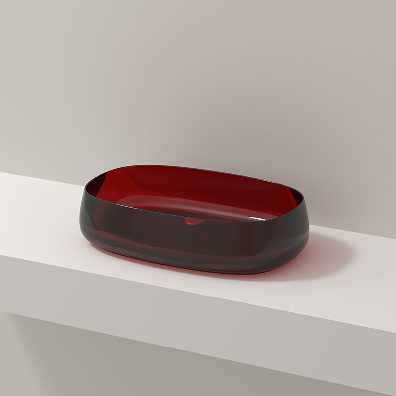 Modern Vessel Bathroom Sink No Craftsmanship Resin Wash Stand 21.7"L x 13.8"W x 5.5"H Red Clearhalo 'Bathroom Remodel & Bathroom Fixtures' 'Bathroom Sinks & Faucet Components' 'Bathroom Sinks' 'bathroom_sink' 'Home Improvement' 'home_improvement' 'home_improvement_bathroom_sink' 7039736