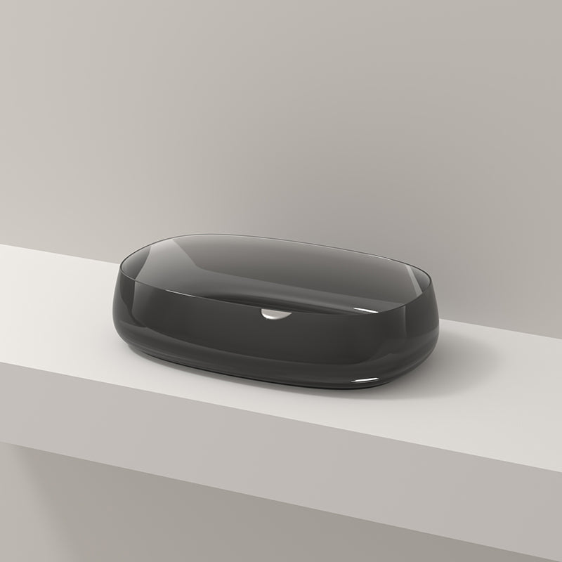 Modern Vessel Bathroom Sink No Craftsmanship Resin Wash Stand 21.7"L x 13.8"W x 5.5"H Black Clearhalo 'Bathroom Remodel & Bathroom Fixtures' 'Bathroom Sinks & Faucet Components' 'Bathroom Sinks' 'bathroom_sink' 'Home Improvement' 'home_improvement' 'home_improvement_bathroom_sink' 7039737