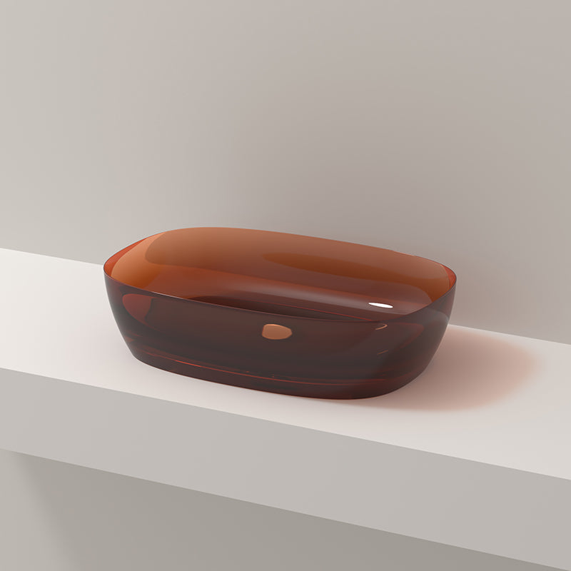 Modern Vessel Bathroom Sink No Craftsmanship Resin Wash Stand 23.6"L x 15.7"W x 5.9"H Brown Clearhalo 'Bathroom Remodel & Bathroom Fixtures' 'Bathroom Sinks & Faucet Components' 'Bathroom Sinks' 'bathroom_sink' 'Home Improvement' 'home_improvement' 'home_improvement_bathroom_sink' 7039739