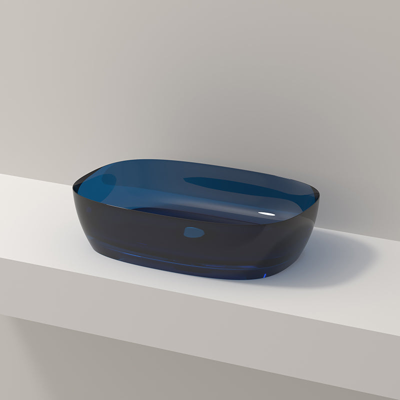 Modern Vessel Bathroom Sink No Craftsmanship Resin Wash Stand 23.6"L x 15.7"W x 5.9"H Blue Clearhalo 'Bathroom Remodel & Bathroom Fixtures' 'Bathroom Sinks & Faucet Components' 'Bathroom Sinks' 'bathroom_sink' 'Home Improvement' 'home_improvement' 'home_improvement_bathroom_sink' 7039740