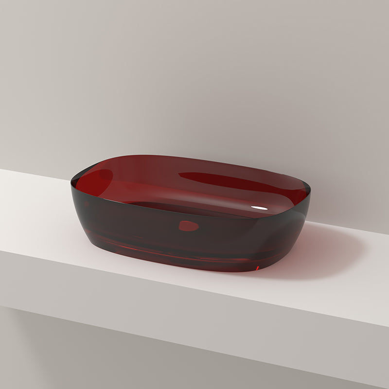 Modern Vessel Bathroom Sink No Craftsmanship Resin Wash Stand 23.6"L x 15.7"W x 5.9"H Red Clearhalo 'Bathroom Remodel & Bathroom Fixtures' 'Bathroom Sinks & Faucet Components' 'Bathroom Sinks' 'bathroom_sink' 'Home Improvement' 'home_improvement' 'home_improvement_bathroom_sink' 7039741