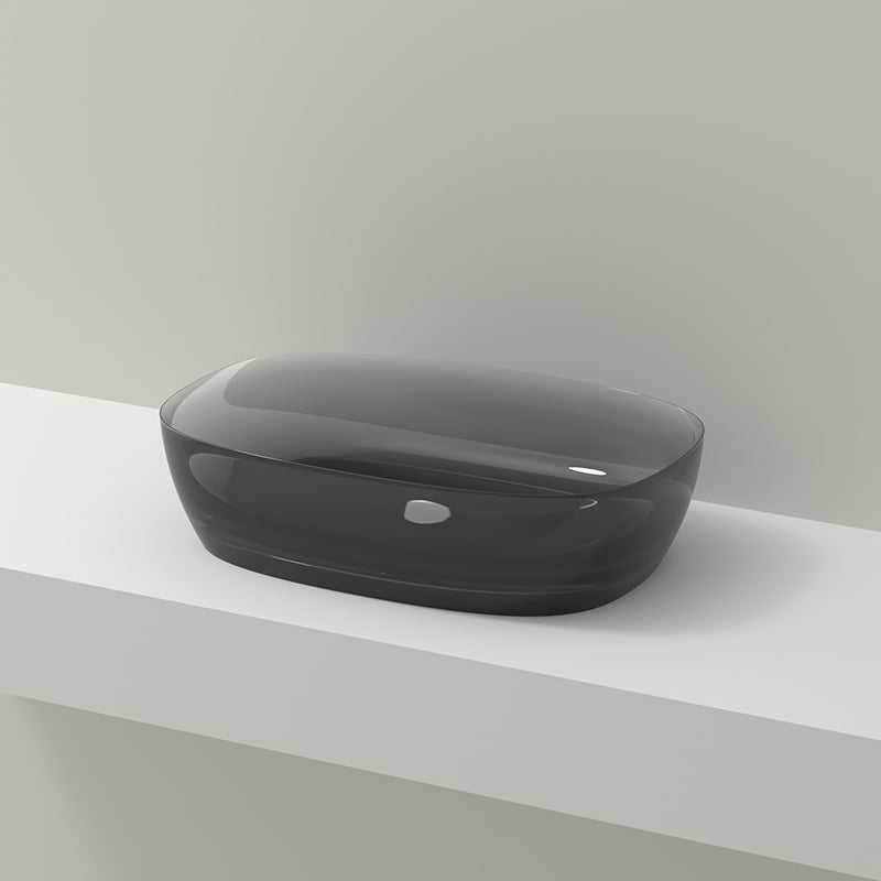 Modern Vessel Bathroom Sink No Craftsmanship Resin Wash Stand 23.6"L x 15.7"W x 5.9"H Black Clearhalo 'Bathroom Remodel & Bathroom Fixtures' 'Bathroom Sinks & Faucet Components' 'Bathroom Sinks' 'bathroom_sink' 'Home Improvement' 'home_improvement' 'home_improvement_bathroom_sink' 7039742