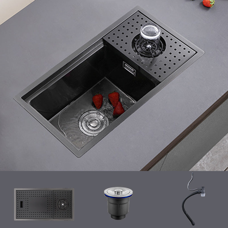 Modern Sink Overflow Hole Single Basin Kitchen Sink with Drain Assembly 22"L x 10"W x 9"H Sink Only None Clearhalo 'Home Improvement' 'home_improvement' 'home_improvement_kitchen_sinks' 'Kitchen Remodel & Kitchen Fixtures' 'Kitchen Sinks & Faucet Components' 'Kitchen Sinks' 'kitchen_sinks' 7039764