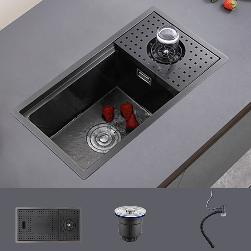 Modern Sink Overflow Hole Single Basin Kitchen Sink with Drain Assembly 24"L x 13"W x 9"H Sink Only None Clearhalo 'Home Improvement' 'home_improvement' 'home_improvement_kitchen_sinks' 'Kitchen Remodel & Kitchen Fixtures' 'Kitchen Sinks & Faucet Components' 'Kitchen Sinks' 'kitchen_sinks' 7039769