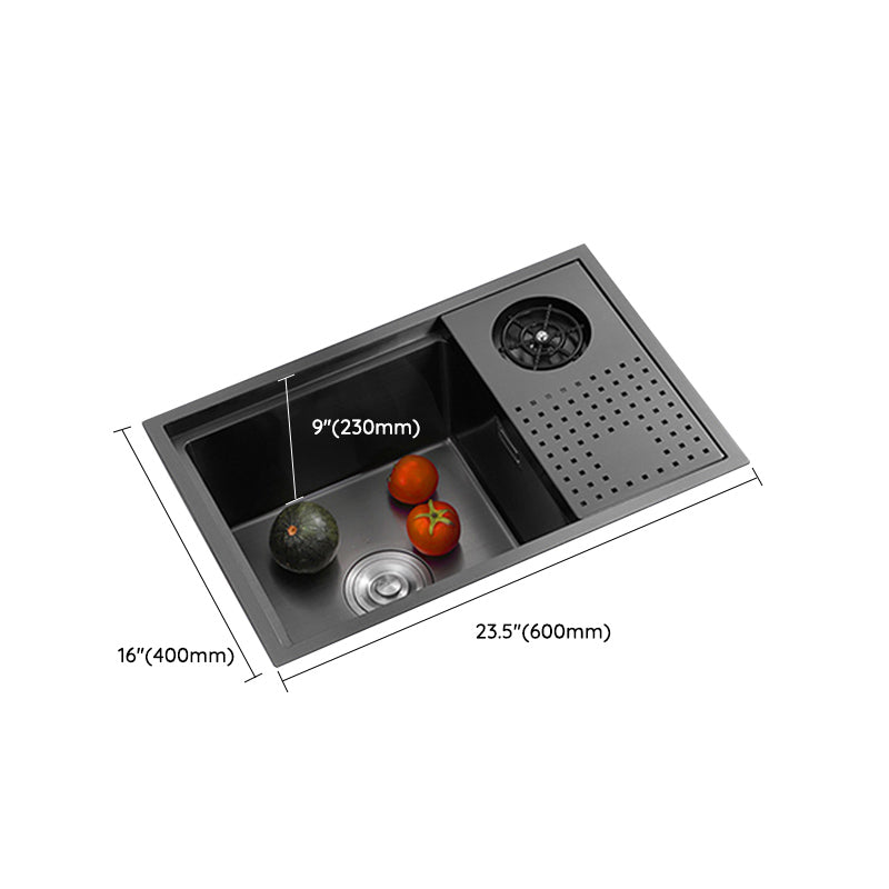 Modern Sink Overflow Hole Single Basin Kitchen Sink with Drain Assembly Clearhalo 'Home Improvement' 'home_improvement' 'home_improvement_kitchen_sinks' 'Kitchen Remodel & Kitchen Fixtures' 'Kitchen Sinks & Faucet Components' 'Kitchen Sinks' 'kitchen_sinks' 7039779