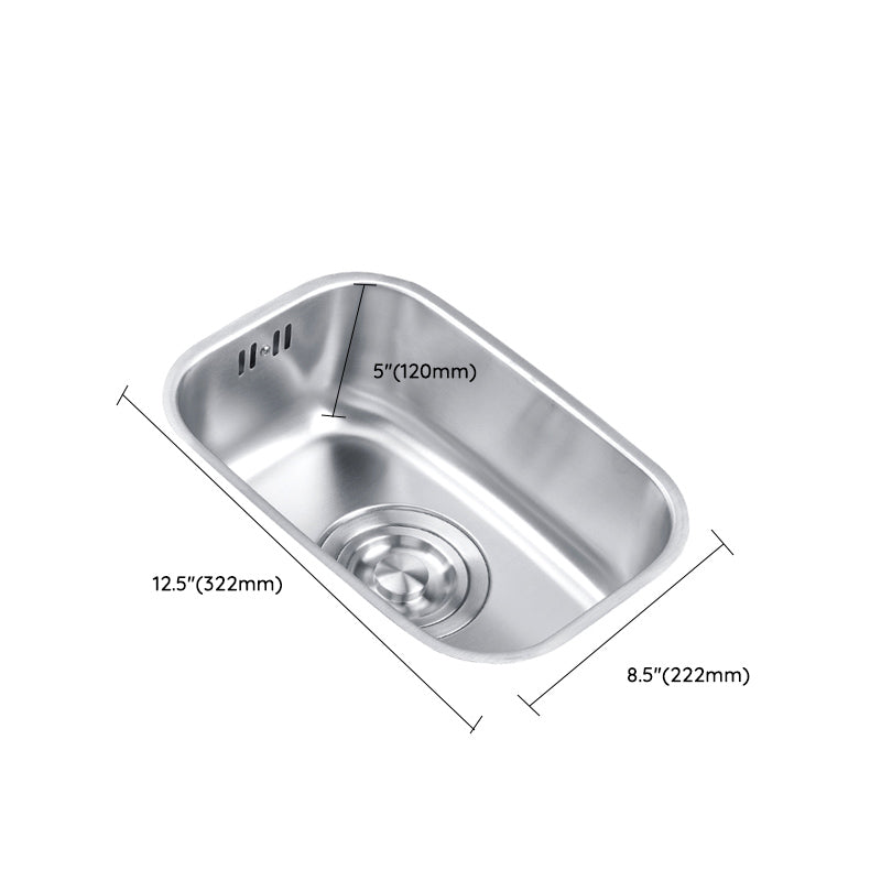 Basic Bar Sink Stainless Steel Single Bowl Kitchen Bar Sink with Drain Assembly Clearhalo 'Home Improvement' 'home_improvement' 'home_improvement_kitchen_sinks' 'Kitchen Remodel & Kitchen Fixtures' 'Kitchen Sinks & Faucet Components' 'Kitchen Sinks' 'kitchen_sinks' 7039796