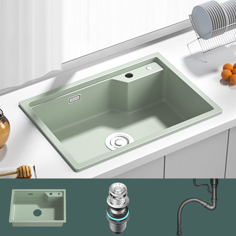 Rectangle Quartz Kitchen Sink in Peppermint Green Single Bowl Sink 27"L x 19"W x 8"H Sink Only None Clearhalo 'Home Improvement' 'home_improvement' 'home_improvement_kitchen_sinks' 'Kitchen Remodel & Kitchen Fixtures' 'Kitchen Sinks & Faucet Components' 'Kitchen Sinks' 'kitchen_sinks' 7039851