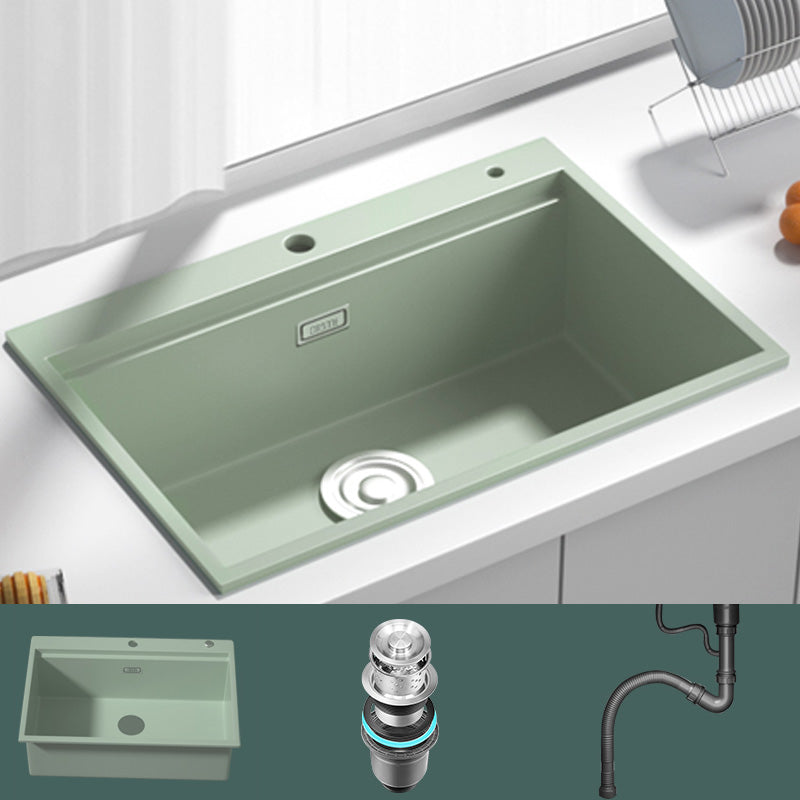 Rectangle Quartz Kitchen Sink in Peppermint Green Single Bowl Sink 24"L x 18"W x 8"H Sink Only None Clearhalo 'Home Improvement' 'home_improvement' 'home_improvement_kitchen_sinks' 'Kitchen Remodel & Kitchen Fixtures' 'Kitchen Sinks & Faucet Components' 'Kitchen Sinks' 'kitchen_sinks' 7039856