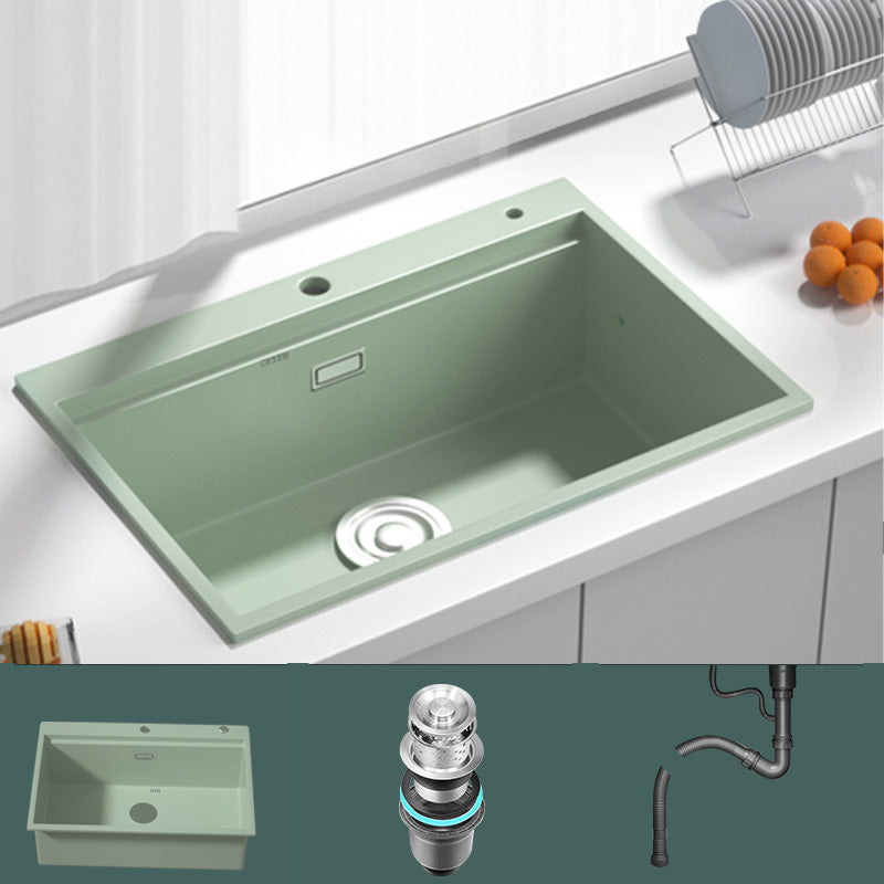 Rectangle Quartz Kitchen Sink in Peppermint Green Single Bowl Sink 26.8"L x 18.1"W x 7.9"H Sink Only None Clearhalo 'Home Improvement' 'home_improvement' 'home_improvement_kitchen_sinks' 'Kitchen Remodel & Kitchen Fixtures' 'Kitchen Sinks & Faucet Components' 'Kitchen Sinks' 'kitchen_sinks' 7039866