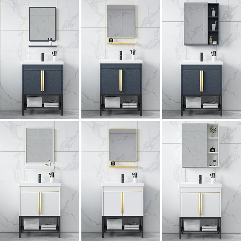 Bathroom Vanity Rectangular Drawers Mirror Storage Shelf with Faucet Clearhalo 'Bathroom Remodel & Bathroom Fixtures' 'Bathroom Vanities' 'bathroom_vanities' 'Home Improvement' 'home_improvement' 'home_improvement_bathroom_vanities' 7041692